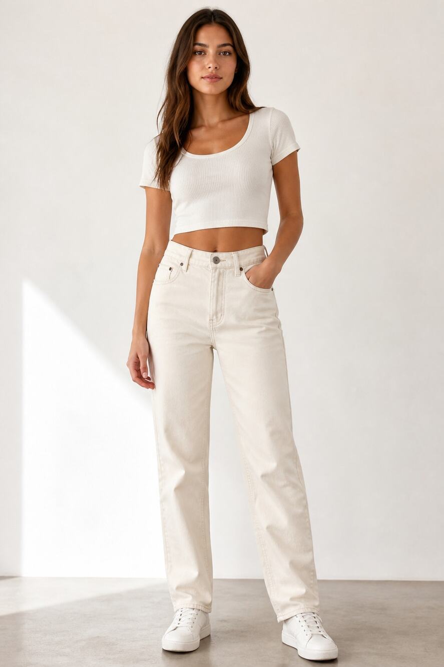 Abercrombie & Fitch White High Rise Straight Jeans 27